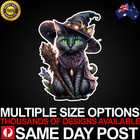 Black Cat Witch Vibrant Vinyl Car Sticker Decal Cheap Cat Animal Lovers Laptop
