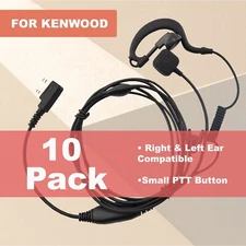 10x Swivel 2-Wire Earpiece with Finger PTT Button for Kenwood & Baofeng Radios