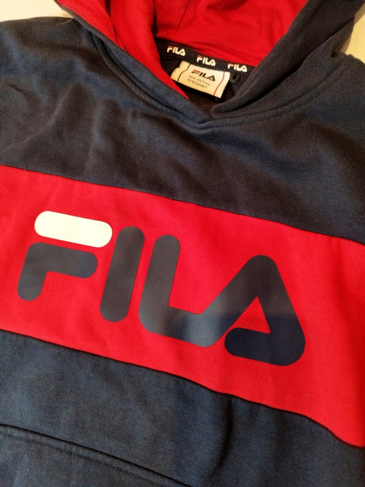 FILA Felpa con Cappuccio Bambini FILA Blu Rosso Cotone Maglione Bambino