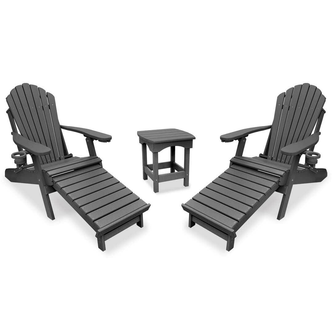Outer Banks Adirondack Chair with Integrated Footrest Set 