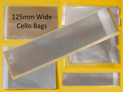 CELLOEXPRESS Cello Display Bags 125mm Wide Clear Self Seal for Bookmarks - Cellophane Bag UK