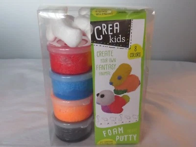 JOHNTOY Schaum-Knete "Crea Kids" - FOAM CREATE PUTTY 8 Farben à 40g + 3 Tiervorlagen NEU