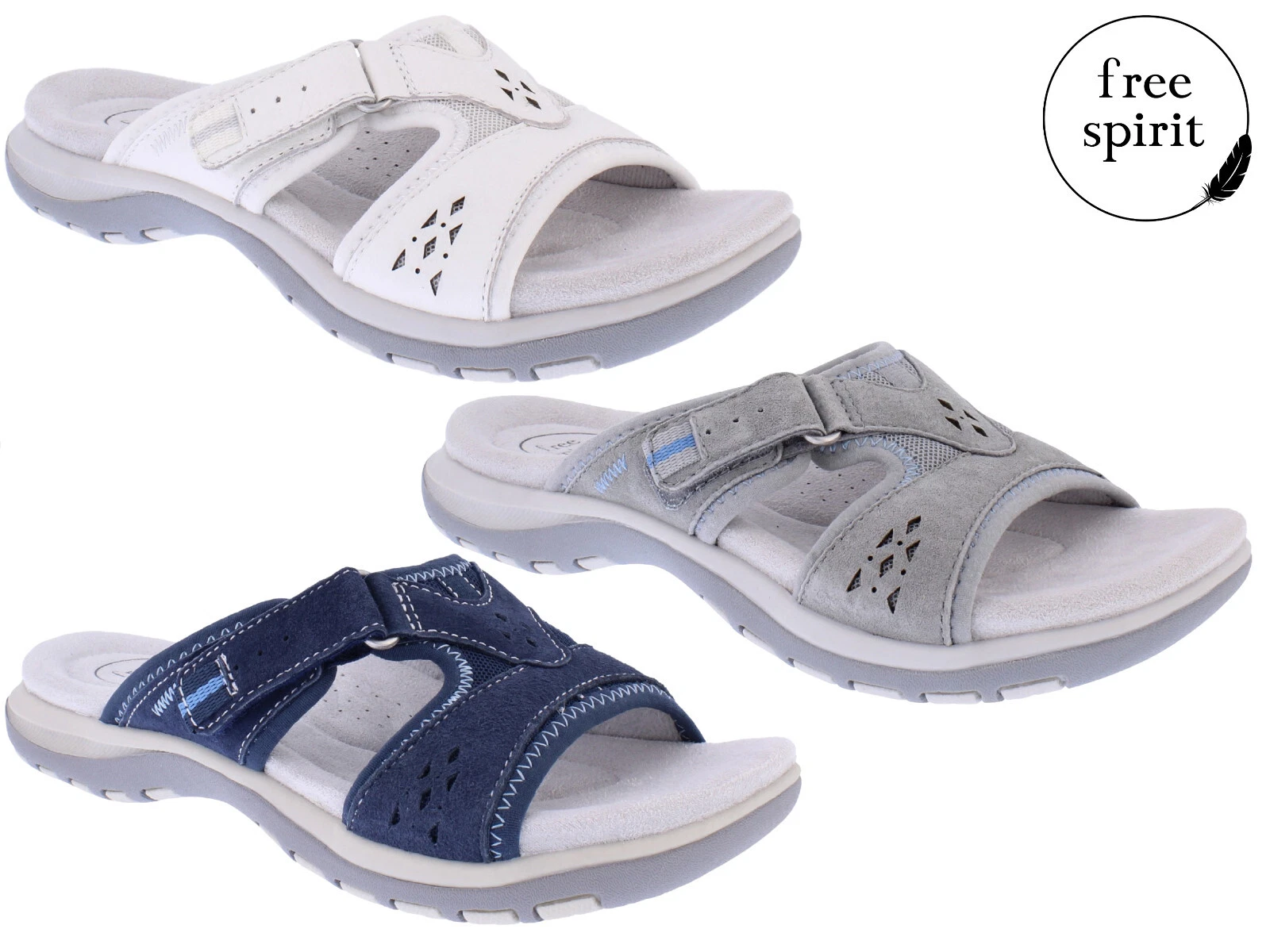 Ladies Free Spirit Earth Sandals Summer Comfort Touch Fastening Slip On Shoes