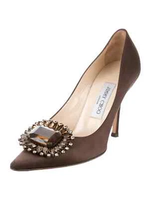 Jimmy Choo Satin Décoré Tennis Sz 38.5 Talons - Photo 1/4