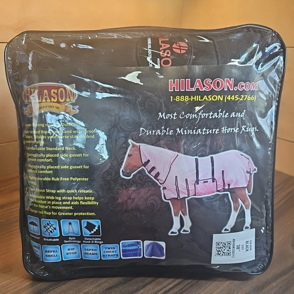 Nuevo Hilason 1200D Impermeable Participación Miniatura Caballo Alfombras Invierno Manta Negro Foto 2 de 4