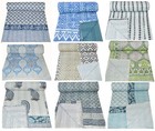 Hand Block Print Cotton Kantha Bed Cover Bedspread Quilt Throw Indian Blanket