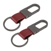 Auto-SchlüSselanhäNger Mit Ring,Leder,Zinklegierung,Rot,2Stk