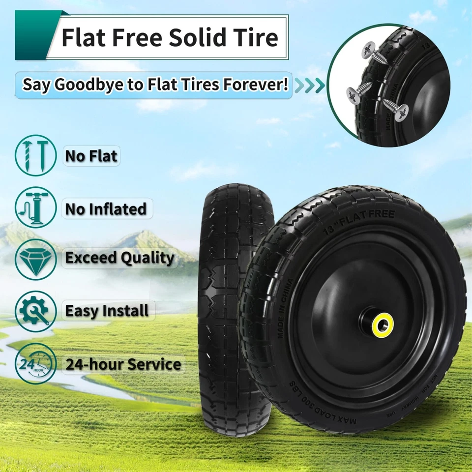 4PCS Upgrade 𝟏𝟑"(4.00-6) Flat-Free Solid Rubber Tires - Image 4 of 4