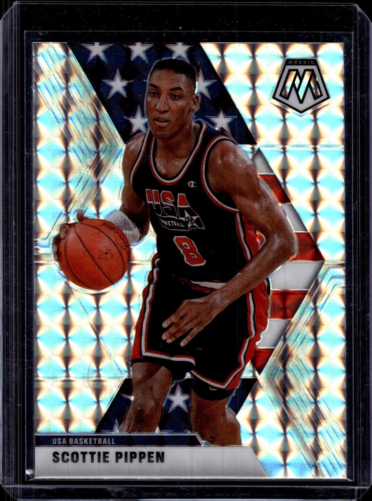 2019-20 Panini Mosaic #256 Scottie Pippen USA Basketball Silver Prizm