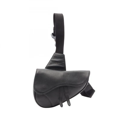 Sac Dior taille selle bandoulière cuir noir occasion homme - Photo 1/4