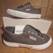 Image of Superga Women's UK4 Cotu Classic Trainers in Dark Grey/White, Holiday/Gym Shoes