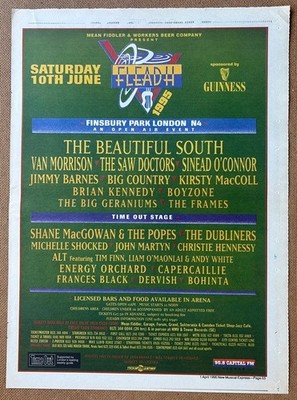 FLEADH - 1995 Full page UK press ad VAN MORRISON SHANE MACGOWAN SINEAD O'CONNOR