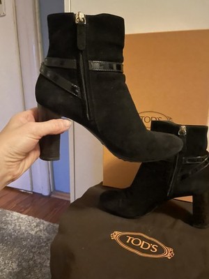 Tods Damen Stiefelette Schwarz Größe 37,5 Wildleder Top Zustand