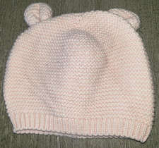 BABY GAP girls size 3/6 month LIGHT PINK KNIT HAT TEDDY BEAR EARS COTTON CUTE 