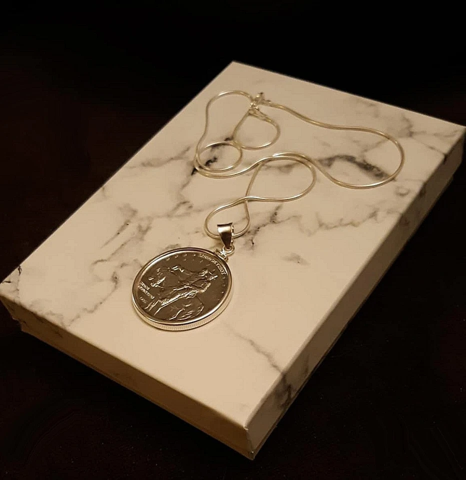 1925 Stone Mountain Commemorative 50C Silver Half Dollar Necklace Christmas Gift - Image 3 of 3