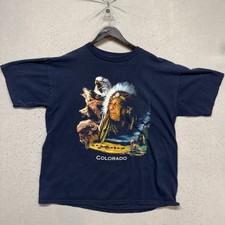 VTG 80s Colorado T-Shirt Eagle Products USA Made Single Stitch Indian Wolf XL