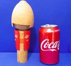 KOKESHI Wooden Folk Art Doll Japan  Red Kimono 8" TALL (20.5CM) Vintage