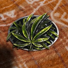 Marijuana Cannabis Pot Leaf Weed Layered Belt Buckle For 1.5" Belts