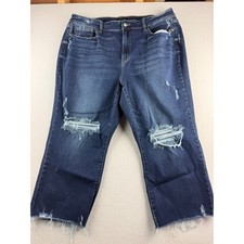 Judy Blue Womens Plus Size 22W Wide Leg Distressed Dark Wash Raw Hem Jeans