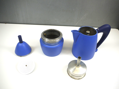 Carlo Giannini CHIKKA postmoderna MEMPHIS Blue Moka ESPRESSO Maker anni 80 Italia - Foto 10 di 13