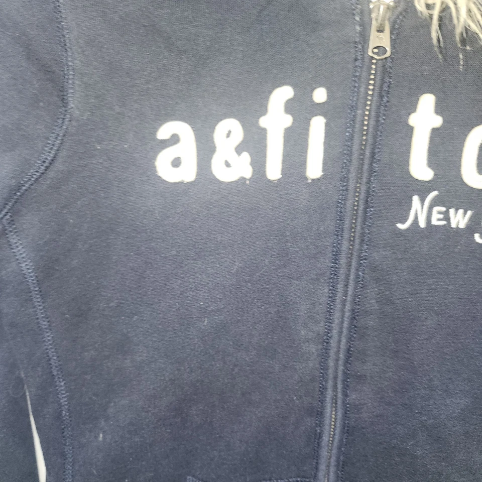 Abercrombie and Fitch Faux Fur Full Zip Hoodie Kids Size XL Insulated Lined Blue - Image 3 of 4