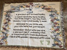 Baby Tapestry Wall Hanging Newborn Throw Blanket Nursery Decor Gift Boy Girl New