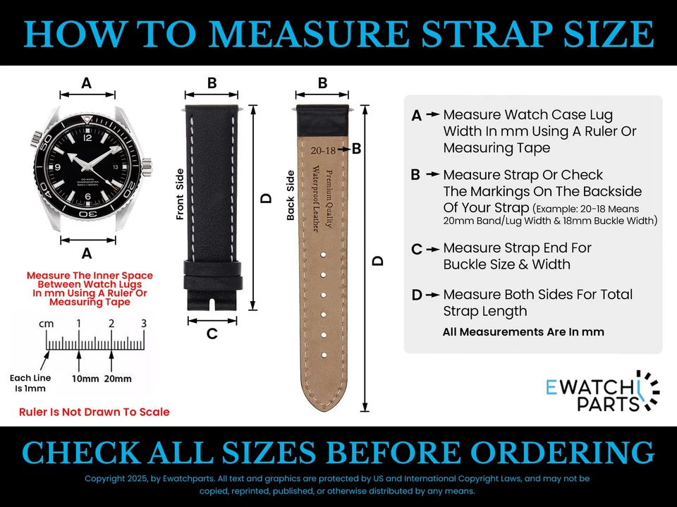 19-20-21-22MM LEATHER WATCH BAND STRAP FOR TAG HEUER CARRERA DEPLOYMENT CLASP - Image 3 of 4