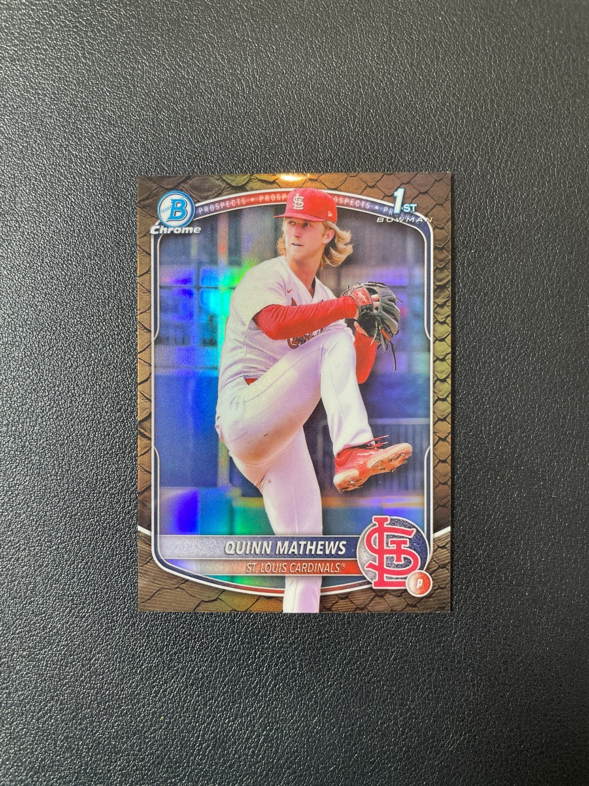 2025 Bowman Chrome #BCP-25 Quinn Mathews 1st Prospect Reptilian BJAL
