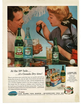 #ad 1956 Canada Dry Soda for cocktail drink mixer Golfers at 19th hole Print Ad $8.95