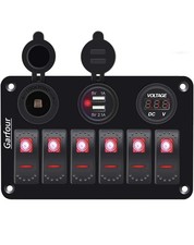 Garfour 6 Gang Marine Switch Panel Usb Charger Voltmeter Boat Rv Utv 12v New Garfour 6 Gang Marine Switch Panel Usb Charger Voltmeter Boat Rv Utv 12v New