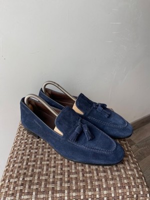 Berwick 1707 Navy Blue Suede Tassel Loafers Men's EU 40 Goodyear Welted Spain