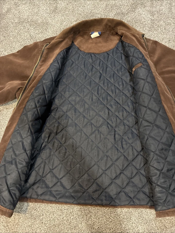 Chaqueta de Pana Dickes MARRÓN XXL Para Hombres Marrón Acolchada Forrada Bolsillos Cremallera Completa Foto 4 de 4