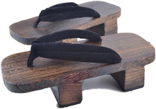 Mens Japanese Traditional Shoes Geta Wooden Clogs Sandals