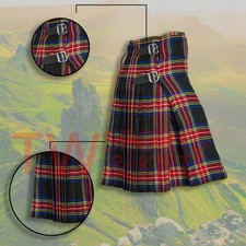 Scottish Outfit Black Stewart Tartan Kilt Set-07 Pieces Kilt Accessories for Men