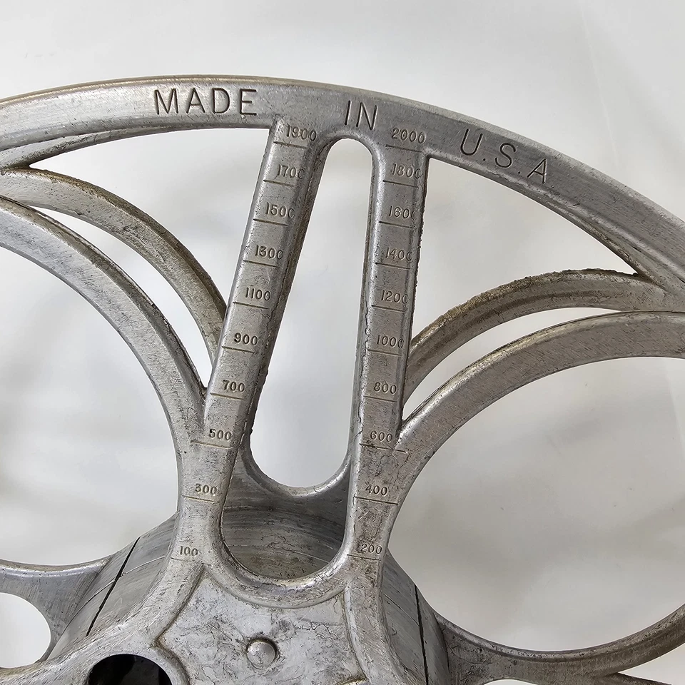 CARRETE PROYECTOR DE PELÍCULA ANTIGUO 35mm DE COLECCIÓN 2000' GOLDBERG BROS. con NÚMEROS GRABADOS Foto 3 de 4