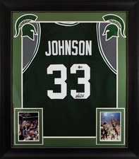 Michigan State Magic Johnson Signed Green Pro Style Framed Jersey BAS Witness 4