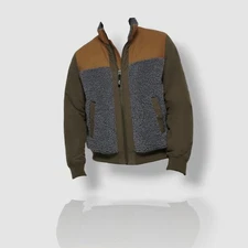 Levi's Men's Gray Green Mixed Media Sherpa Bomber Jacket Coat Size L