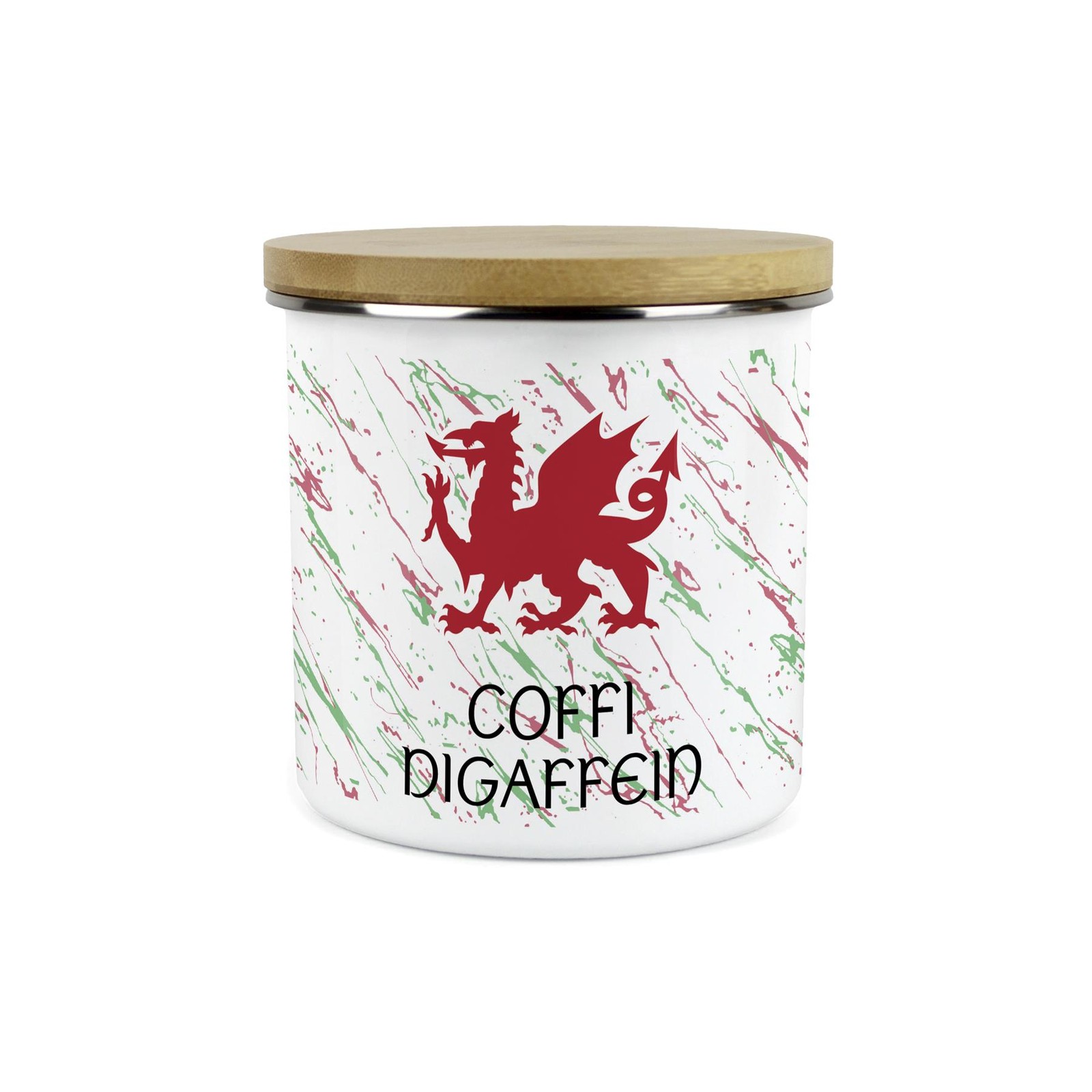 Welsh Dragon Decaf Coffee Kitchen Canister - Cymru Coffi Digaffein Home Gift