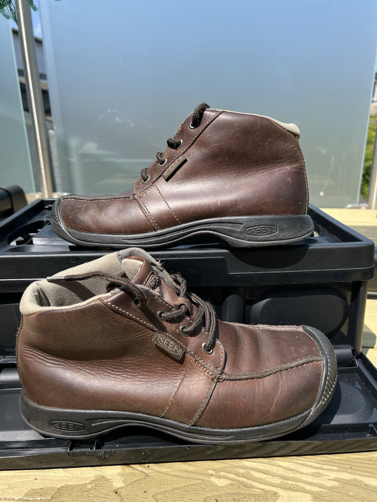 Stivaletti Keen uomo Reisen Chukka in pelle taglia 7 in pelle in ottime condizioni