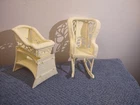 1976 Vintage Mattel Barbie Wicker Style Plastic Nursery Rocking Chair + Bassinet