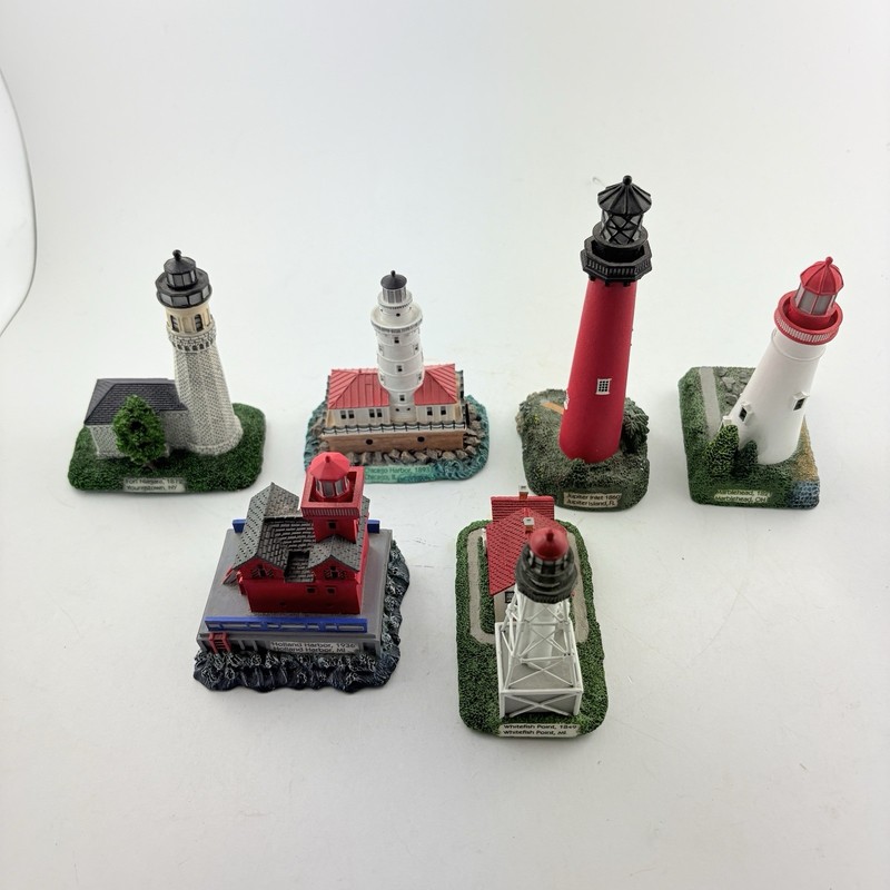 Lot Of 6 Edgewater Gifts Lighthouse Figurines Acrylic Souvenirs Excellent