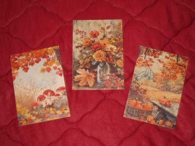 Scrapbooking- oder Junk-Journal-Karten 3er Set * Aquarell Herbst im Dorf 