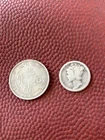 1918  US Mercury SILVER Dime  and free Old Chinese? Coin