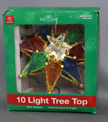 Kurt S. Adler 10-Light Multi-Colored 8-Point Star Christmas Tree Topper  8 Inch