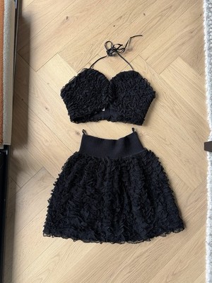 Alaia Black Two Piece Set. Skirt & Top. Never Worn. From 2019 Collection.Size 36