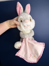 Disney Store Thumper Soft Plush Toy Baby Comforter with Pink blanket ❤️ 10" tall