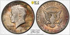 1964-D KENNEDY HALF DOLLAR PCGS GOLD SHIELD MS65 OBVERSE/REVERSE RAINBOW TONING!