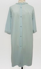 Vintage 50s 60s Aqua Nylon Lingerie Robe Slinky Lace Trim Ruffle Collar Peignoir