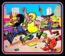 4" Fabulous Furry Freak Brothers vinyl sticker. Hippie comics decal for laptop.