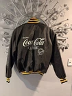 Vintage 1980s Black Coca Cola COKE Snap Front Satin Bomber Jacket XL
